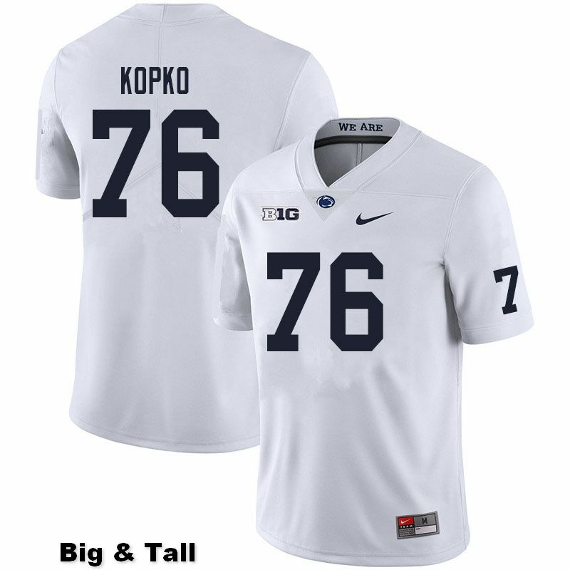 NCAA Nike Men's Penn State Nittany Lions Justin Kopko #76 College Football Authentic Big & Tall White Stitched Jersey UAE3598MT
